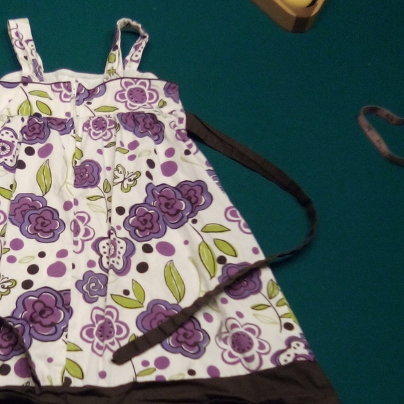 Candie's Girl white/purple/brown/green summer dres - Picture 3 of 4